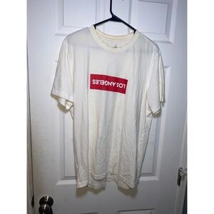 Jordan Brand Los Angeles Box Logo T-Shirt Mens Large Cream Red Jumpman Tee